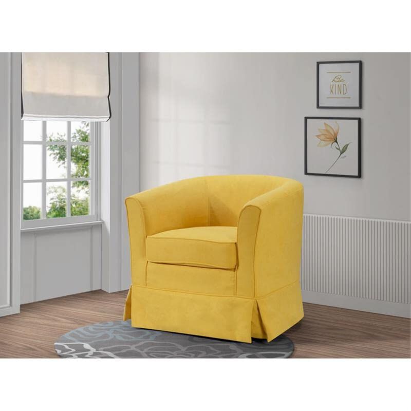 Tucker Yellow Woven Fabric Swivel Barrel Chair