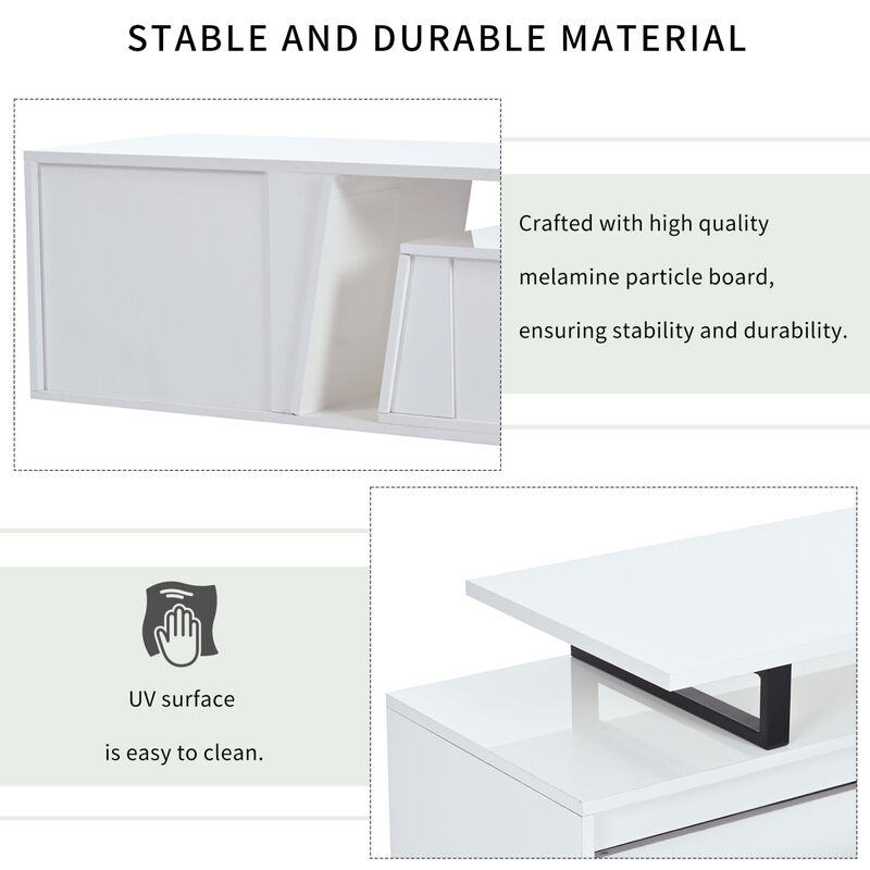 Rectangle TV Stand, 2 Drawers, 1 Cabinet, Up to 100"