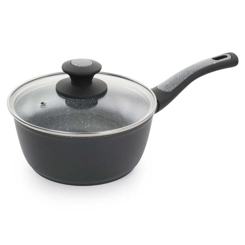 Oster 10 Piece Non-Stick Aluminum Cookware Set in Black and Grey Speckle