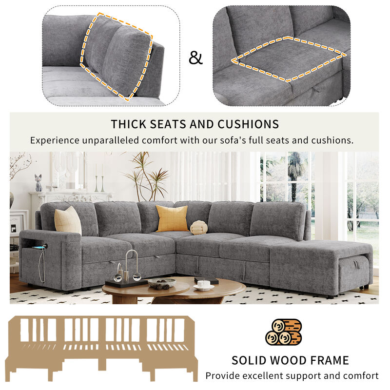 Merax  L-shaped Padded Modular Sofa with Storage