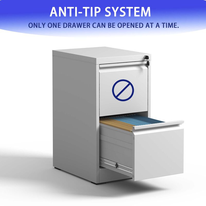 Locking Metal 2-Drawer Lateral File Cabinet for Letter and  Documents