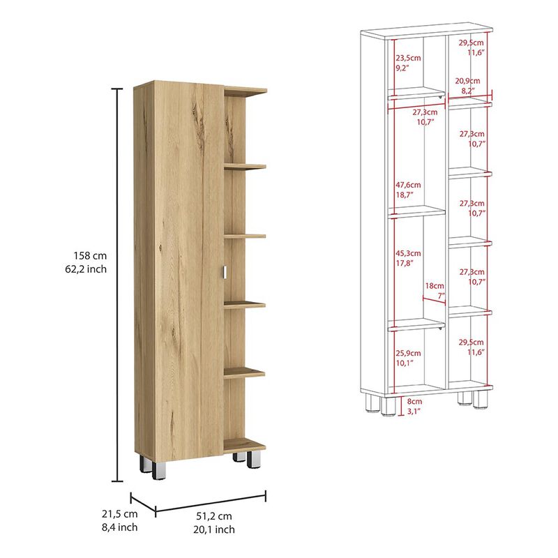 Corner Cabinet Womppi, Bathroom, Light Oak