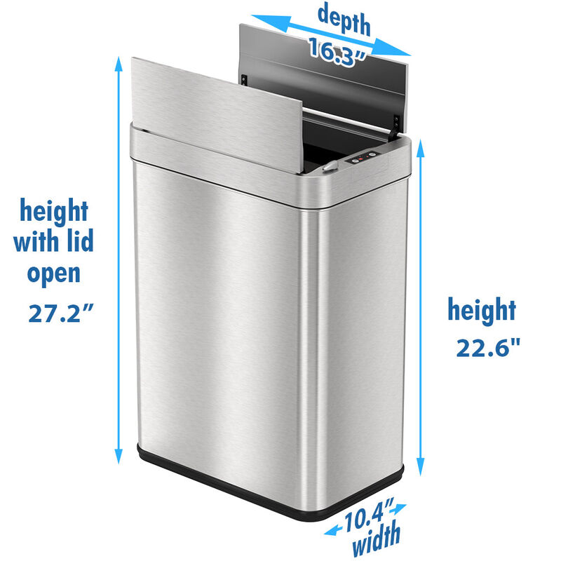 iTouchless 13 Gallon Wings Lid Sensor Trash Can
