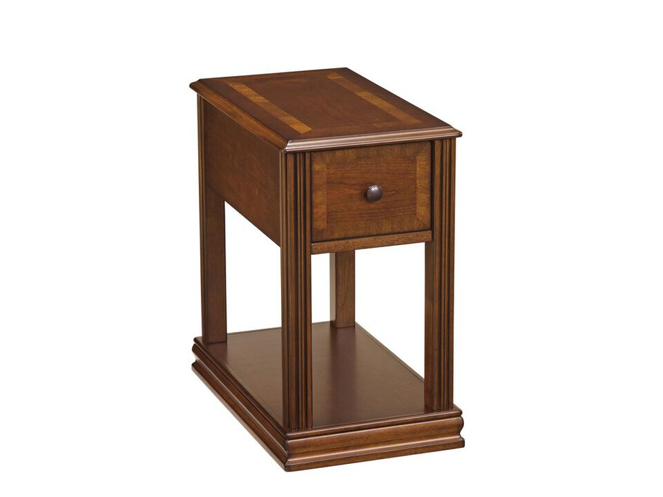 Chair Side End Table with 1 Drawer and Open Bottom Shelf, Brown-Benzara