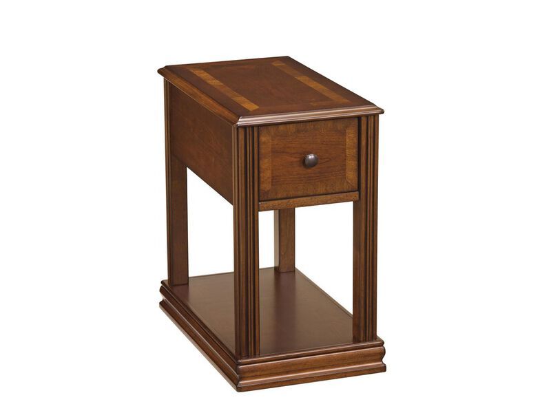 Chair Side End Table with 1 Drawer and Open Bottom Shelf, Brown-Benzara