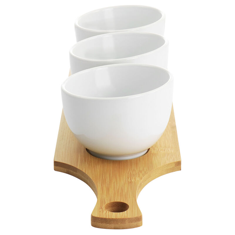 Gibson Elite Gracious Dining 4 Piece Fine Ceramic Tidbit Bowl Set with Base in White