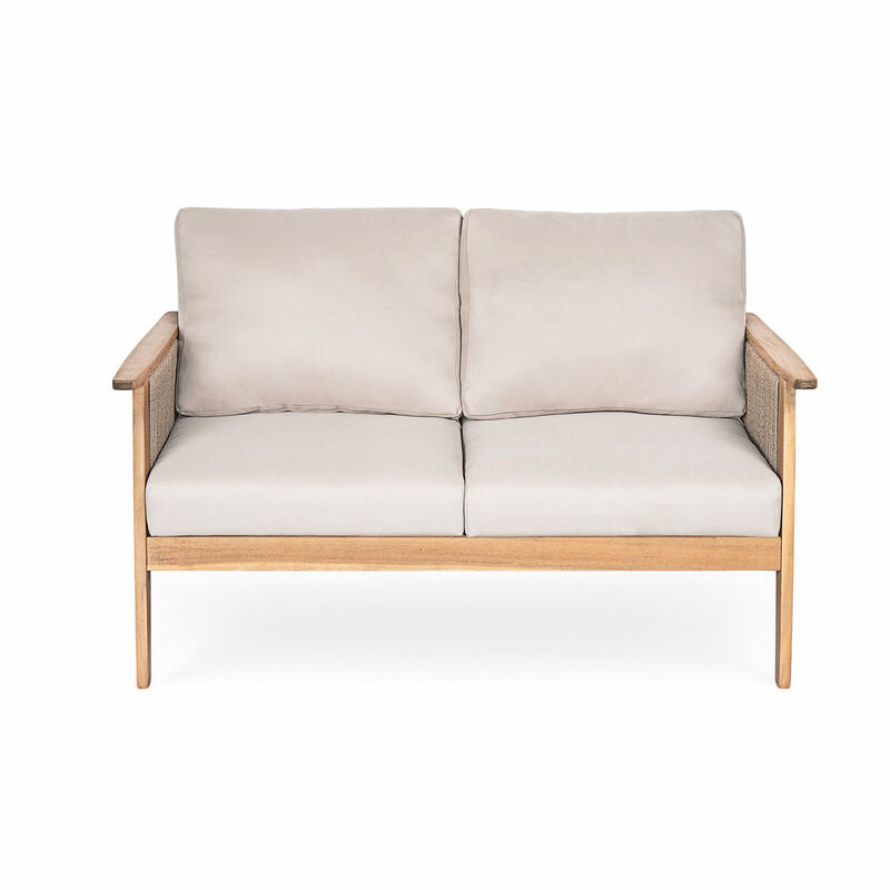 Merax Outdoor 2-piece Acacia Wood Sofa Table Set