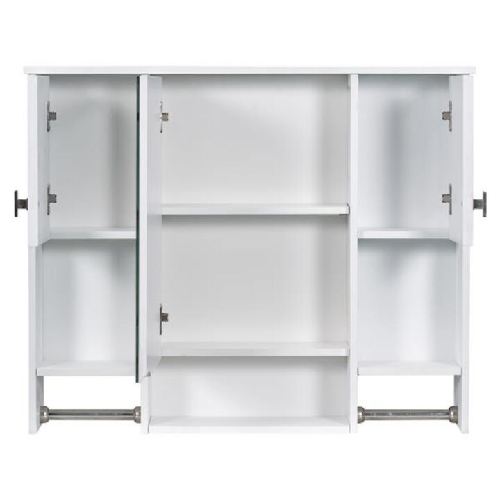 Modern Bathroom Wall Cabinet with Mirror and Convenient Towel Bar