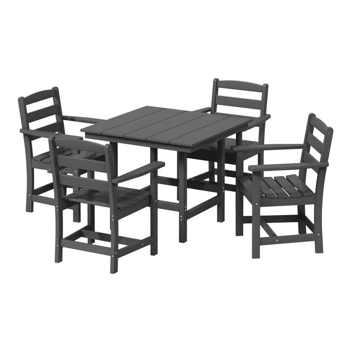 WestinTrends 5-Piece HDPE Outdoor Square Patio Dining Table Set with Armchairs