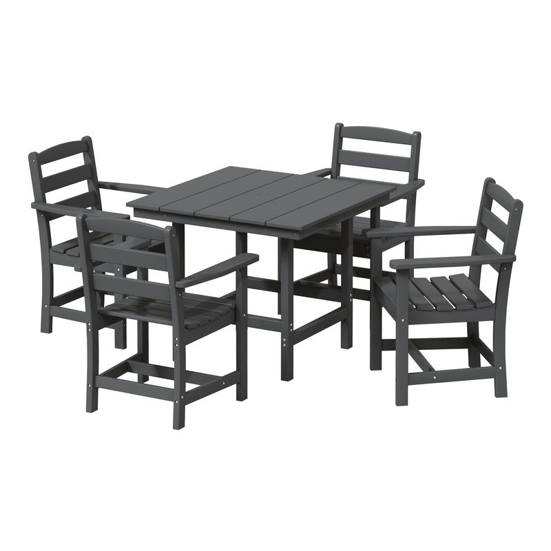 WestinTrends 5-Piece HDPE Outdoor Square Patio Dining Table Set with Armchairs