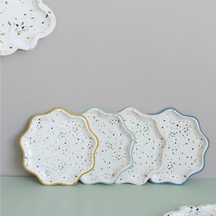 Ma Fete Terrazzo Pattern Paper Dessert Plates 7", (8)