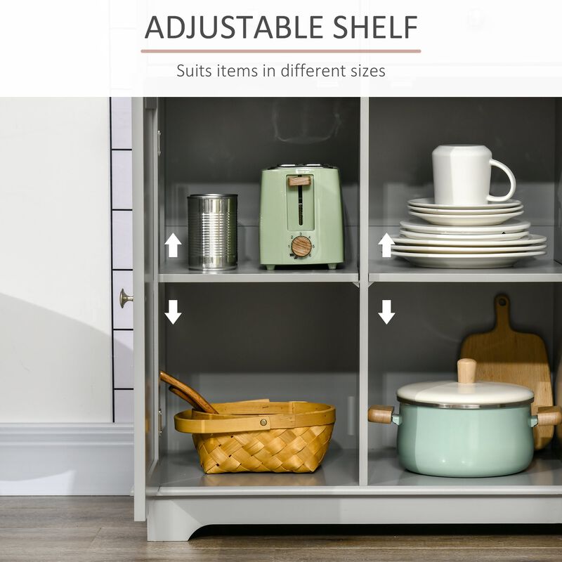 Gray Kitchen Cabinet: Rubberwood Sideboard with Drawers and Shelves