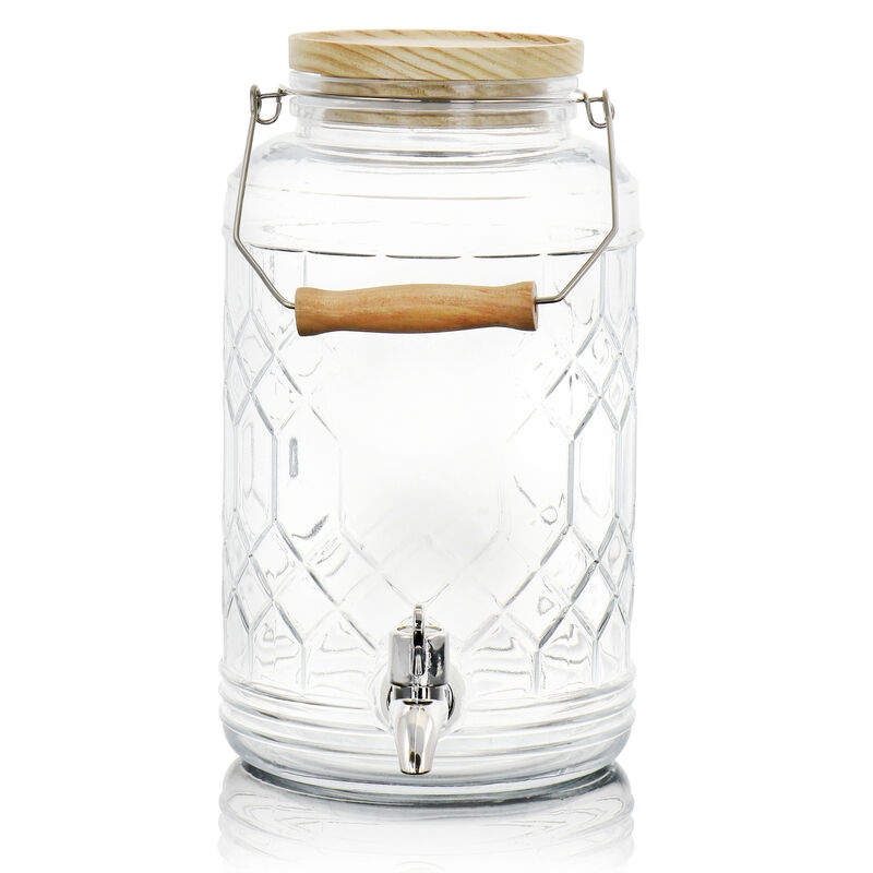 Gibson Home 0.95 Gallon Duval Glass Beverage Dispenser with Wooden Lid and Handle