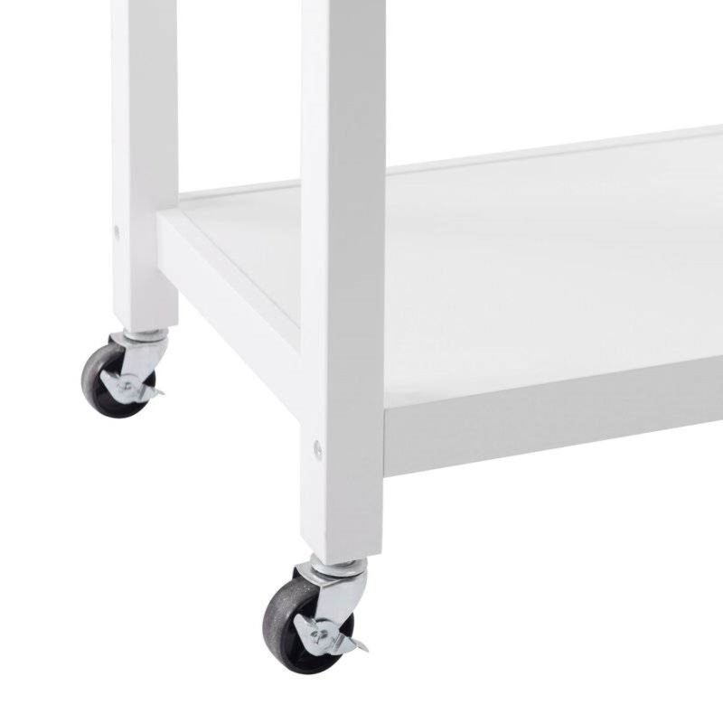 Hivvago White Stainless Steel Top Kitchen Cart with Drawer and Storage Shelves
