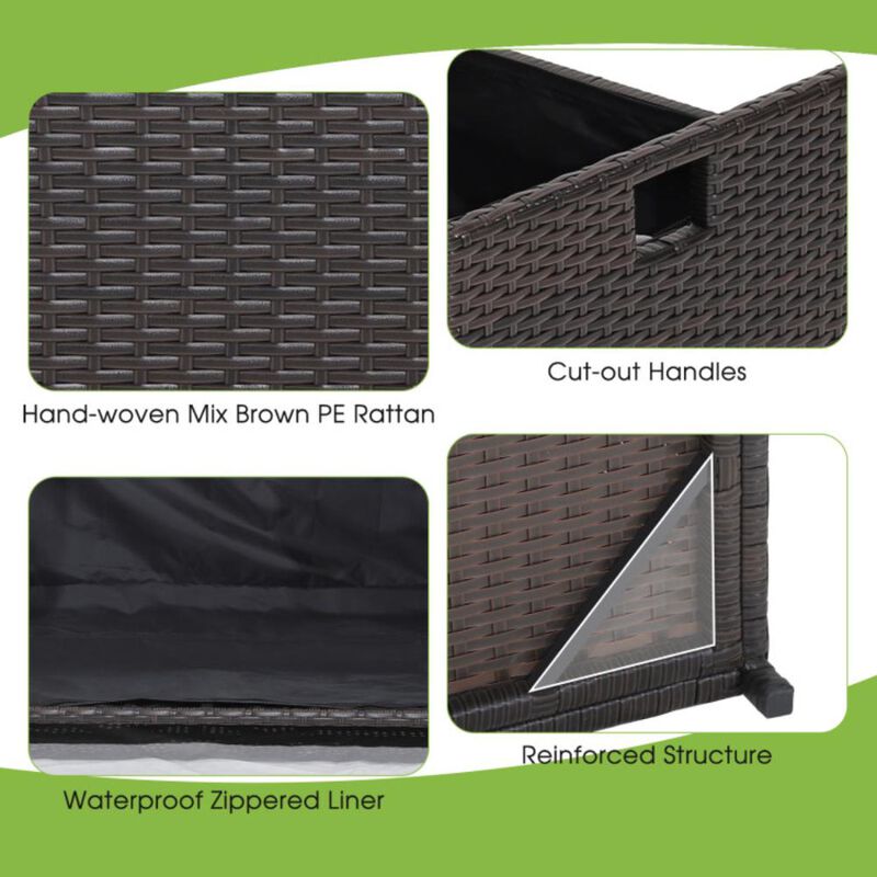 Hivvago 34 Gallon Patio Storage Bench with Seat Cushion and Zippered Liner