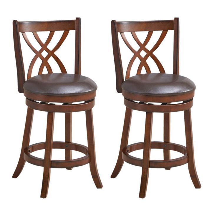 Hivvago 360° Swivel Counter Height Chairs with PU Leather Cushioned Seat and Footrests