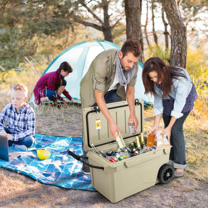 Hivvago 75 Quart Portable Cooler Rotomolded Ice Chest with Handles and Wheels