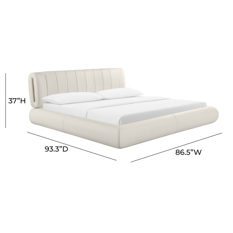 Karol Cream Vegan Leather King Bed