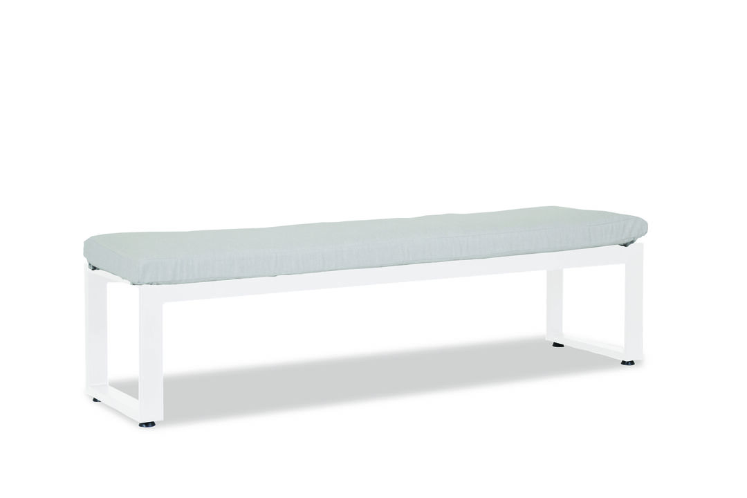 Newport Dining Bench in Cast Silver, No Welt