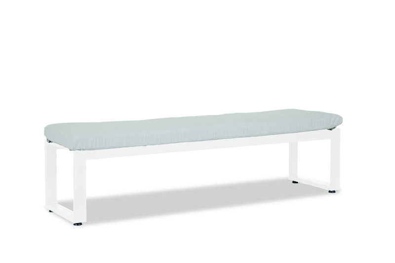 Newport Dining Bench in Cast Silver, No Welt