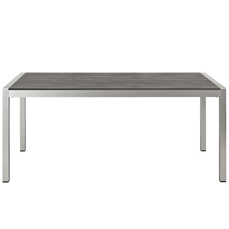 Modway - Shore Outdoor Patio Aluminum Dining Table Silver Gray