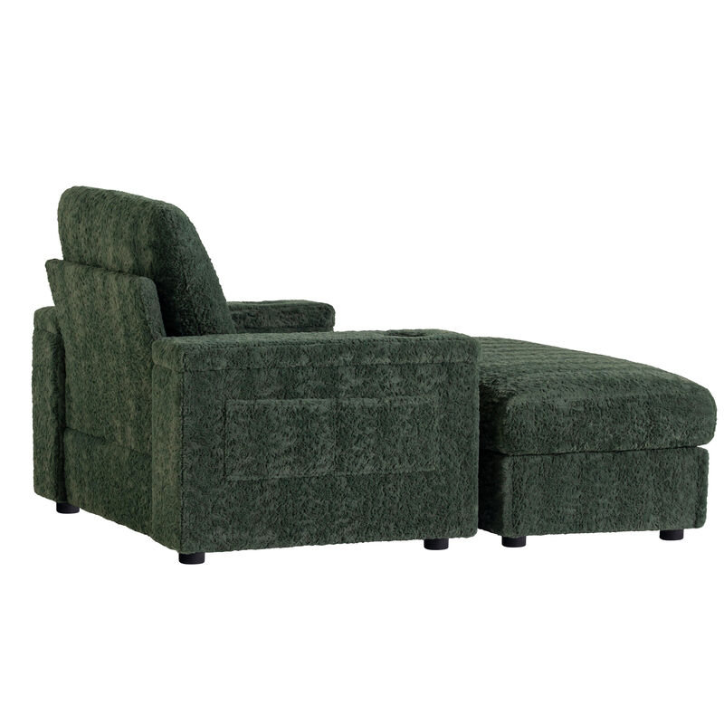 Merax Upholstered Sofa Chair with Storage Ottoman and Armrests