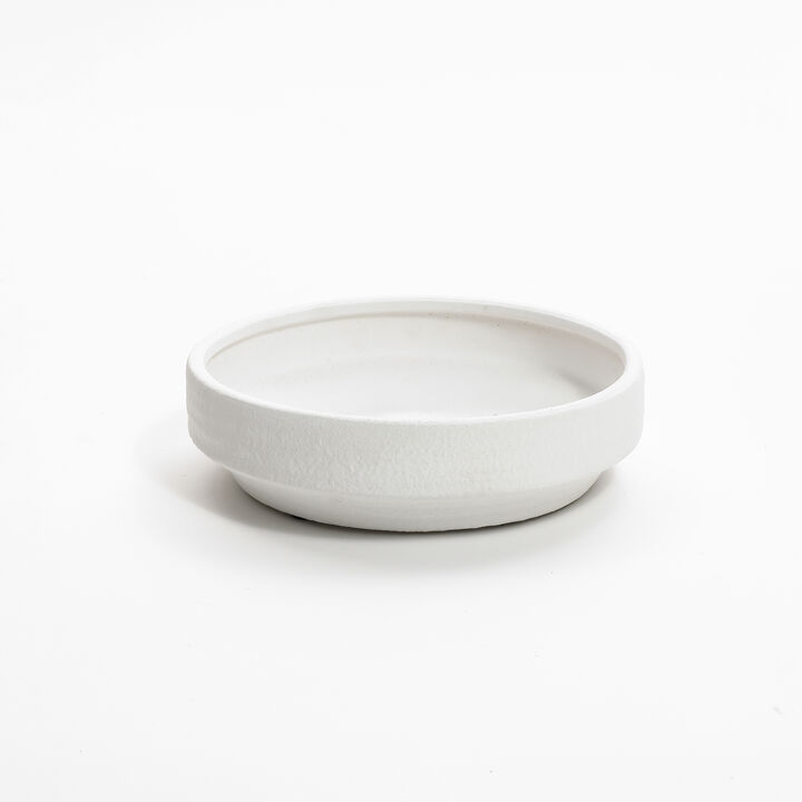 LuxenHome White Terracotta 11.2-Inch Round Indoor and Outdoor Bowl Vase