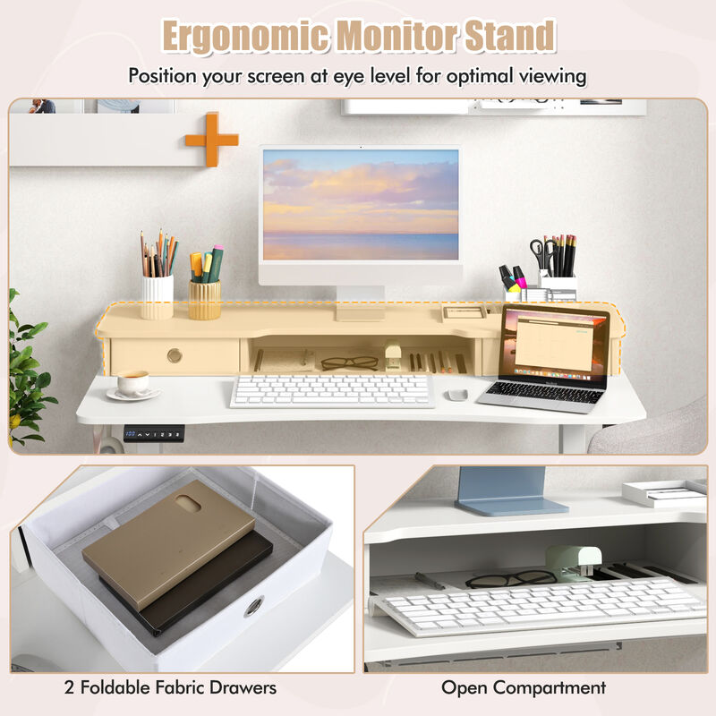 Adjustable Electric Standing Desk with Dual Drawers for Ergonomic Workspaces