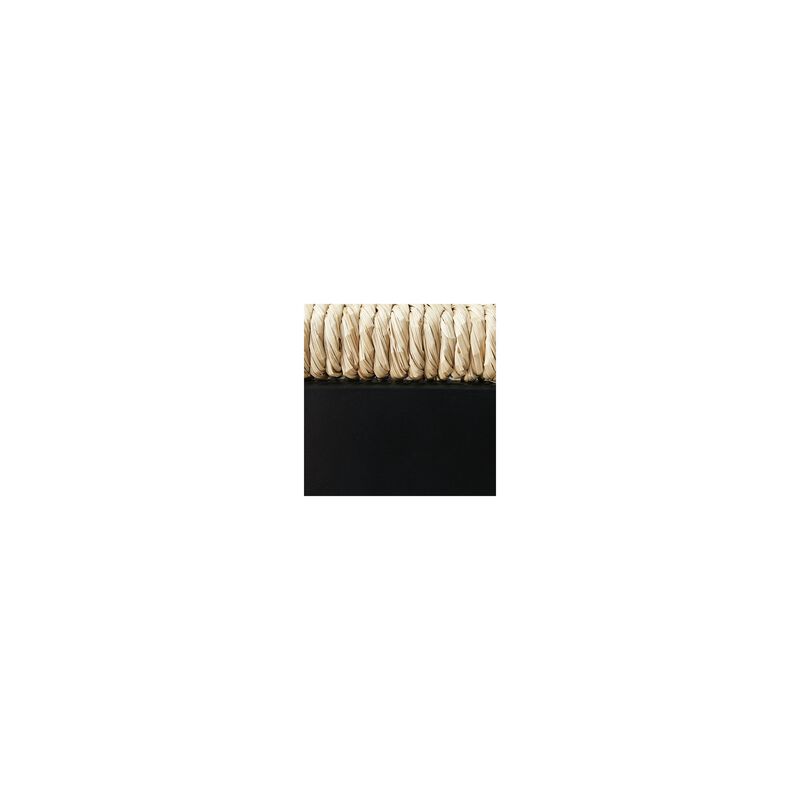 Anya Bar Height Stool, Woven Seagrass Seat, 30 Inch, Black Wood Frame - Benzara
