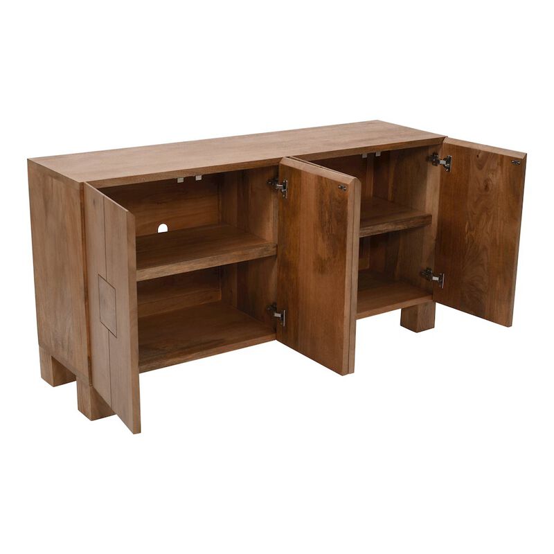 Jofran Sequoia 62 Modern Rustic Solid Wood Four Door Sideboard Storage Cabinet