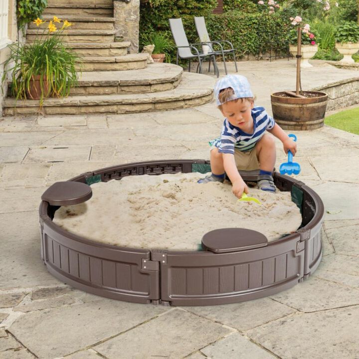 Hivvago Sandbox with Built-in Corner Seat and Cover