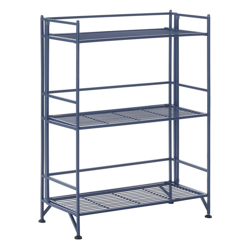 Convenience Concepts Xtra Storage 3 Tier Wide Folding Metal Shelf Cobalt Blue