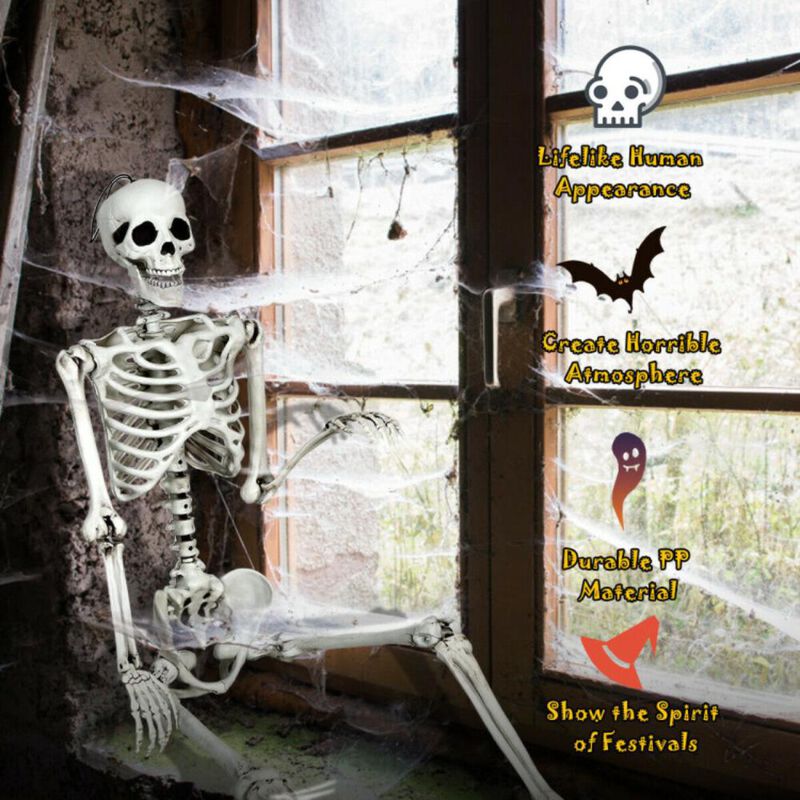 Hivvago 5.4 Feet Halloween Skeleton Life Size Realistic Full Body Hanging