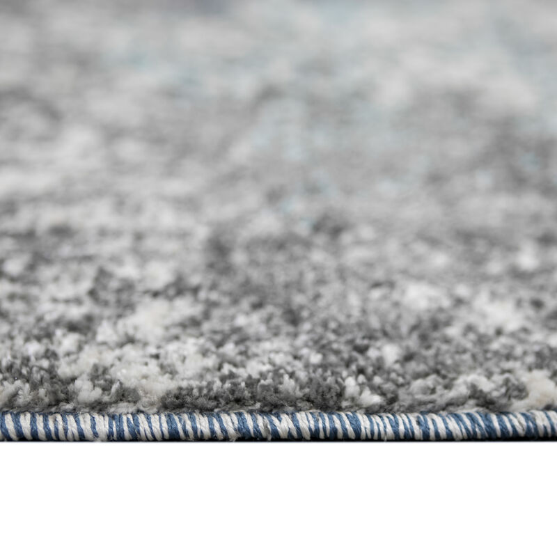 Yasmin Deva Blue/Gray Abstract Polyester Area Rug 9' x 13'
