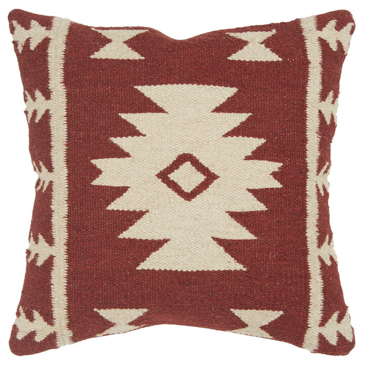 Hivvago Red Beige Tribal Woven Down Filled Throw Pillow