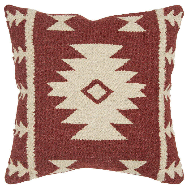Hivvago Red Beige Tribal Woven Down Filled Throw Pillow