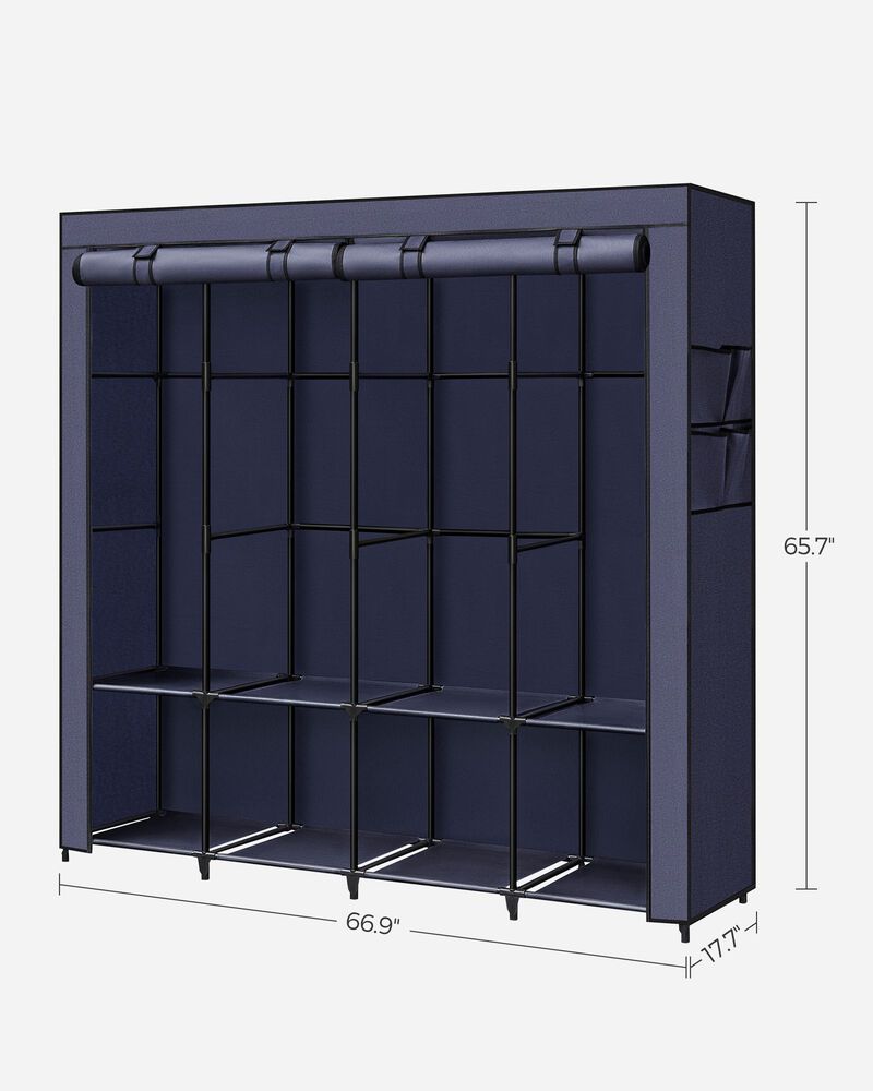 Portable Closet with Cover 4 Hanging Rods and Shelves