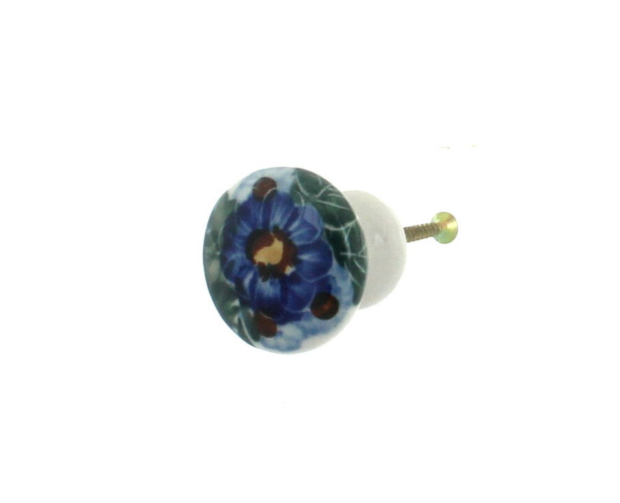 Blue Rose Polish Pottery Forget Me Not Drawer Pull