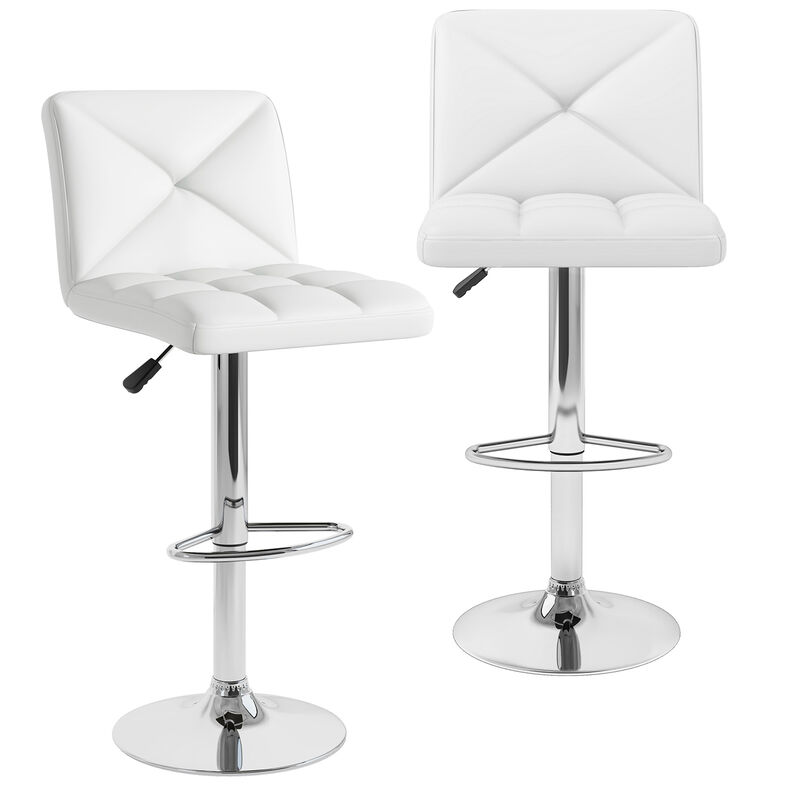 PU Leather Upholstered Bar Stools Set of 2 with Back and Adjustable Height