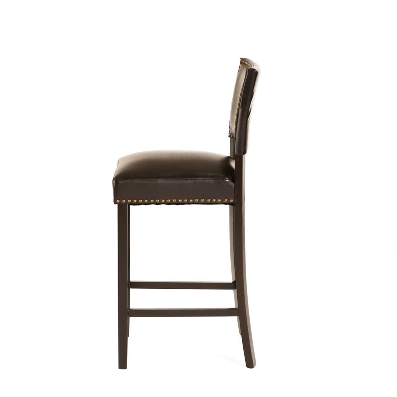 Contemporary Nailhead Barstools with Rubberwood Legs