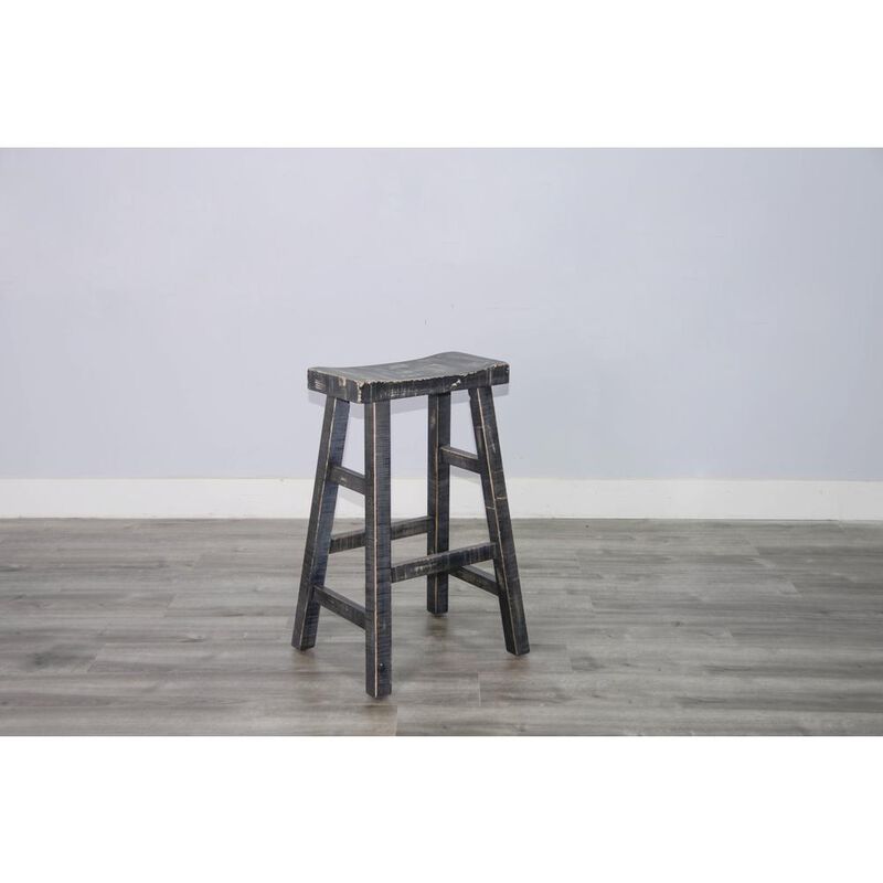 Sunny Designs Black Sand Bar Saddle Seat Stool, Wood Seat