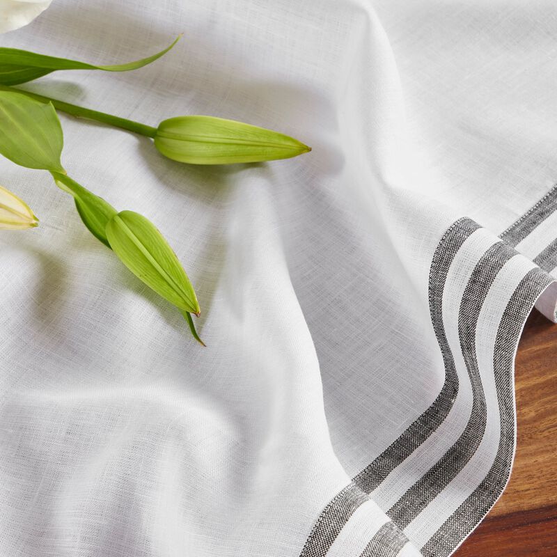 Solino Home 100% Pure Linen Table Throw 52 x 52 Inch | Mila for Thanksgiving, Christmas