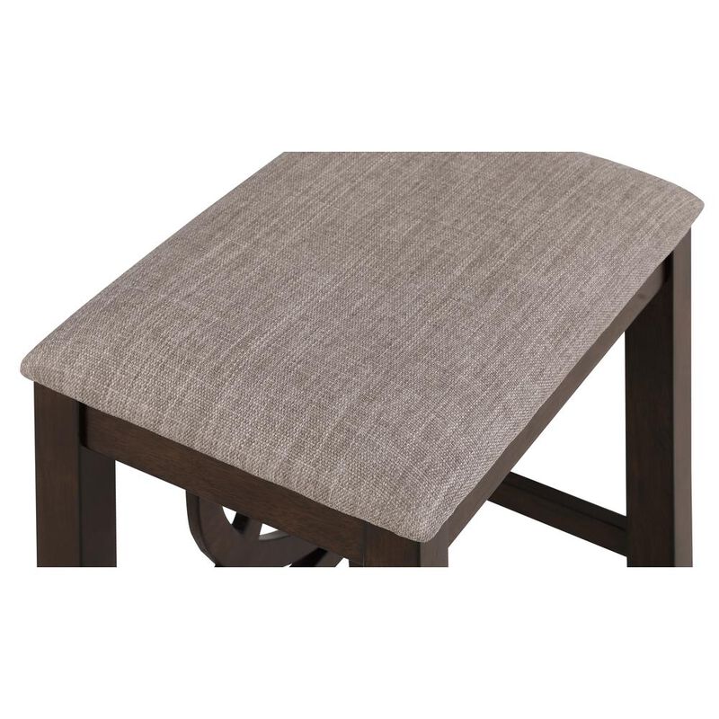 New Classic Furniture Bella Wood Counter Stool with Fabric Seat in Cherry (Set of 2)