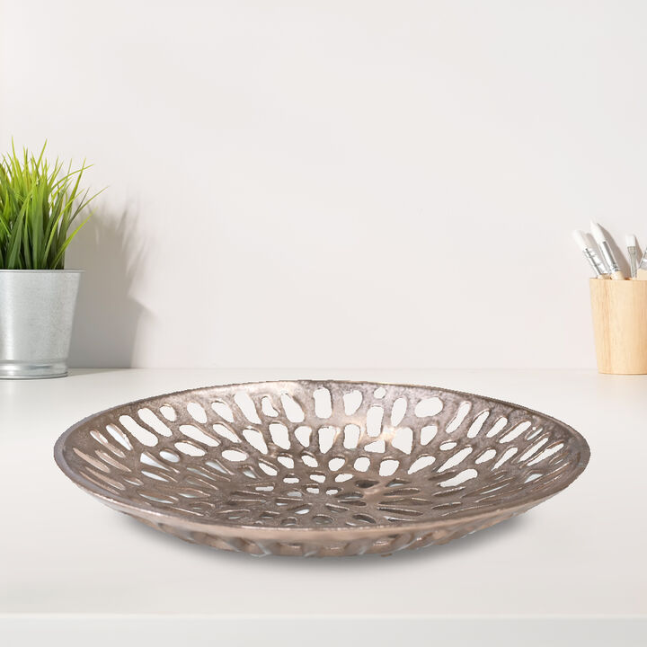 Handmade Decorative Gold Color Coated 5.51 x 5.51 x 1.37 Inches Aluminium Tray 063AB BBH Home's