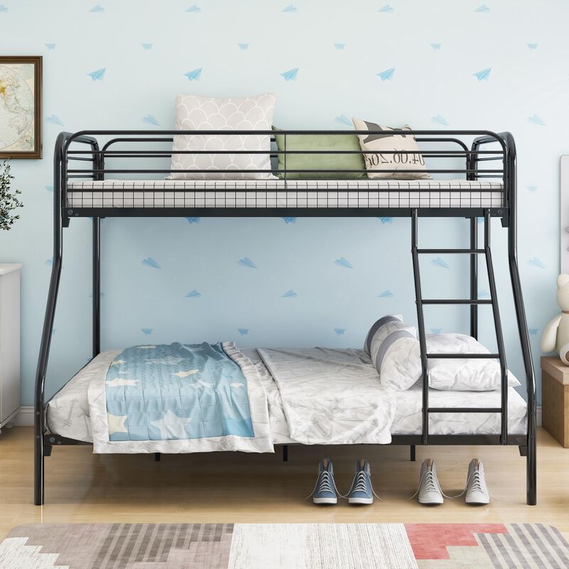Heavy-Duty  Metal Bunk Bed with Sturdy Guardrails & Easy Assembly