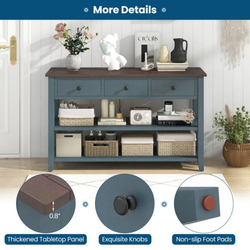 Hivvago 50 Inch Entryway Table Narrow Long Sofa Table with Drawers and Shelves