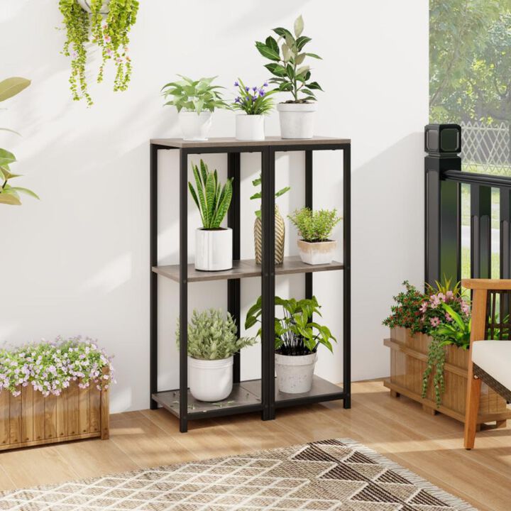 Hivvago 3-Tier Tall Metal Plant Stand Corner Plant Holder with Anti-tipping Device