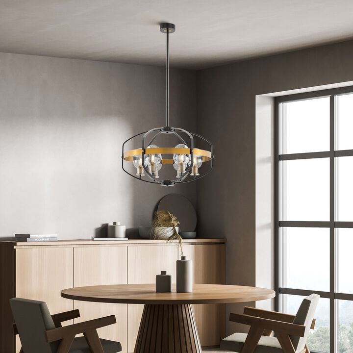 Opia Chandelier Black and Gold Metal 8 Lights