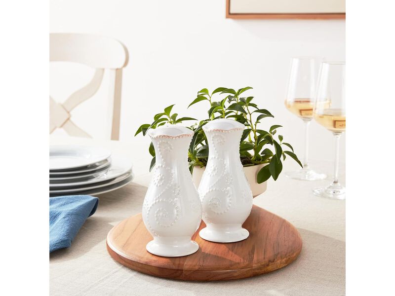 Lenox French Perle White Tall Salt and Pepper Set