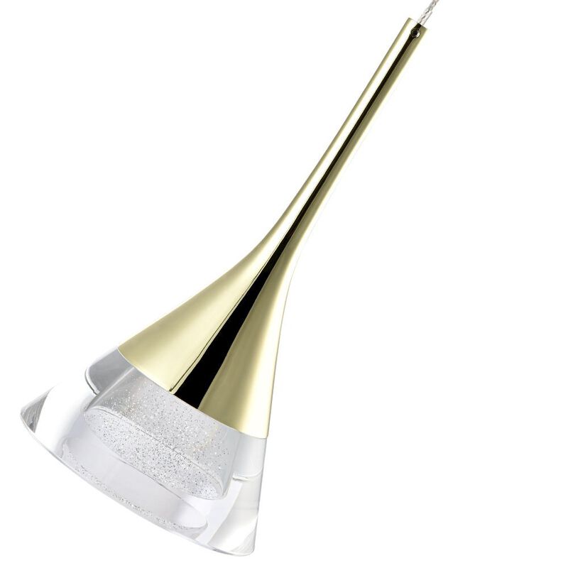 VONN Lighting Integrated LED Height Adjustable Pendant Light with Cone Shade in Gold